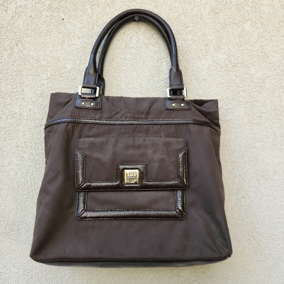 kate spade Handbags - Kate Spade New York Handbag Tote Brown Nylon Shoulder Bag Double Handle Purse